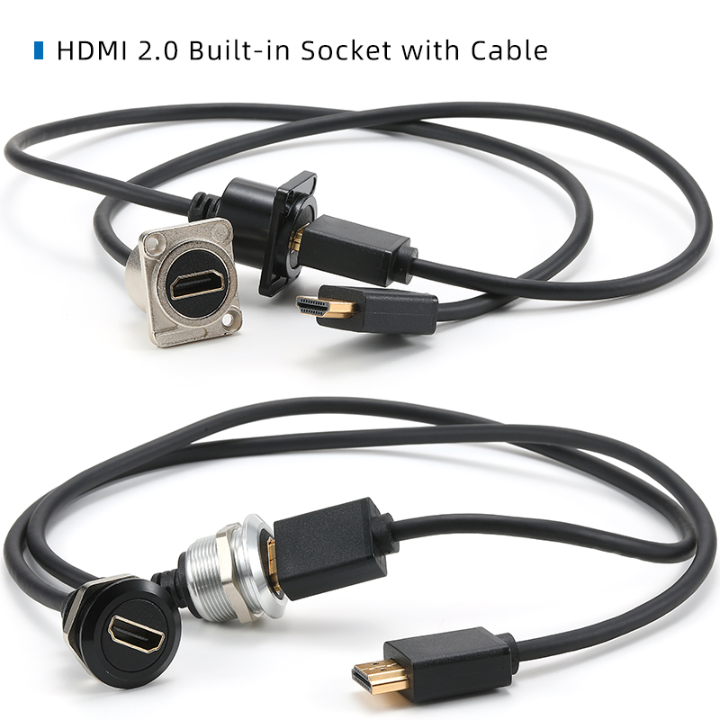 0.5-2m metall hdmi 2.0 data forlengelseskabelkontakt hunn-til-hann innfelt adapterkontaktledninger, til bil, lastebil, motorsykkelindustri