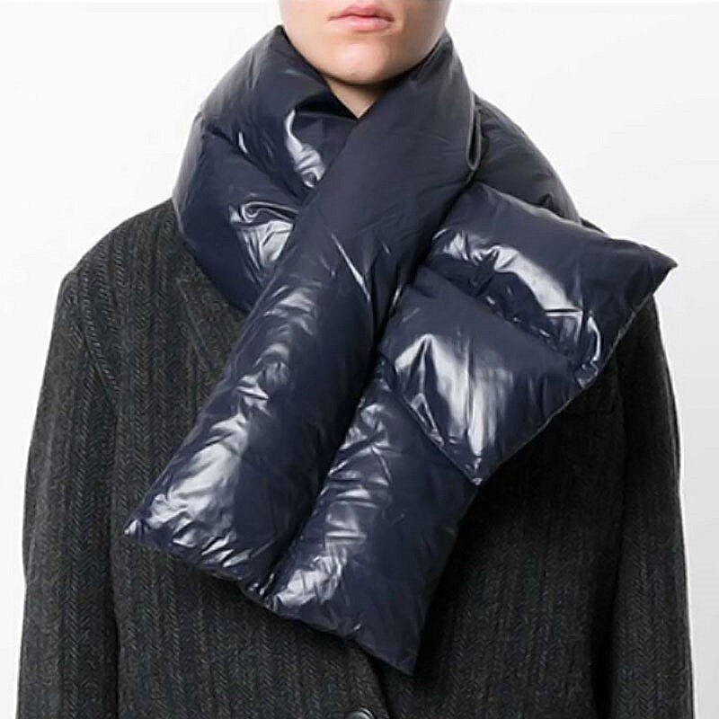 Kvinder mænd dun fjer bomuld tørklæde vinter varm tyk krave ring afslappet tørklæde udendørs ensfarvet par elskere tørklæder