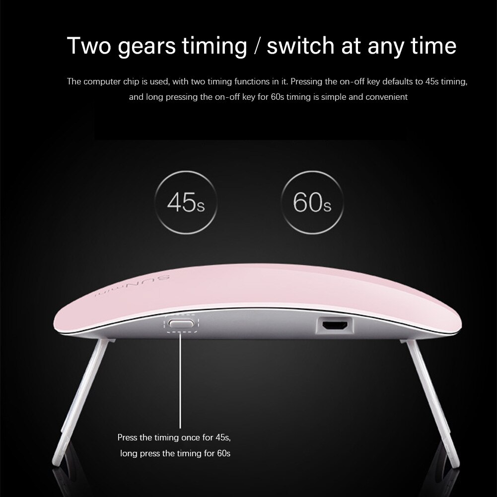 6w mini uv led negletørrer usb drevet manicure gel lak hærdningslampe neglesalon neglelampe lak hærdende bagelys