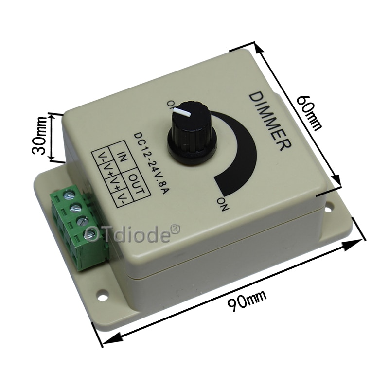 12V 24V LED Dimmer Switch 8A Voltage Regulator Adjustable Controller for LED Strip Light Lamp