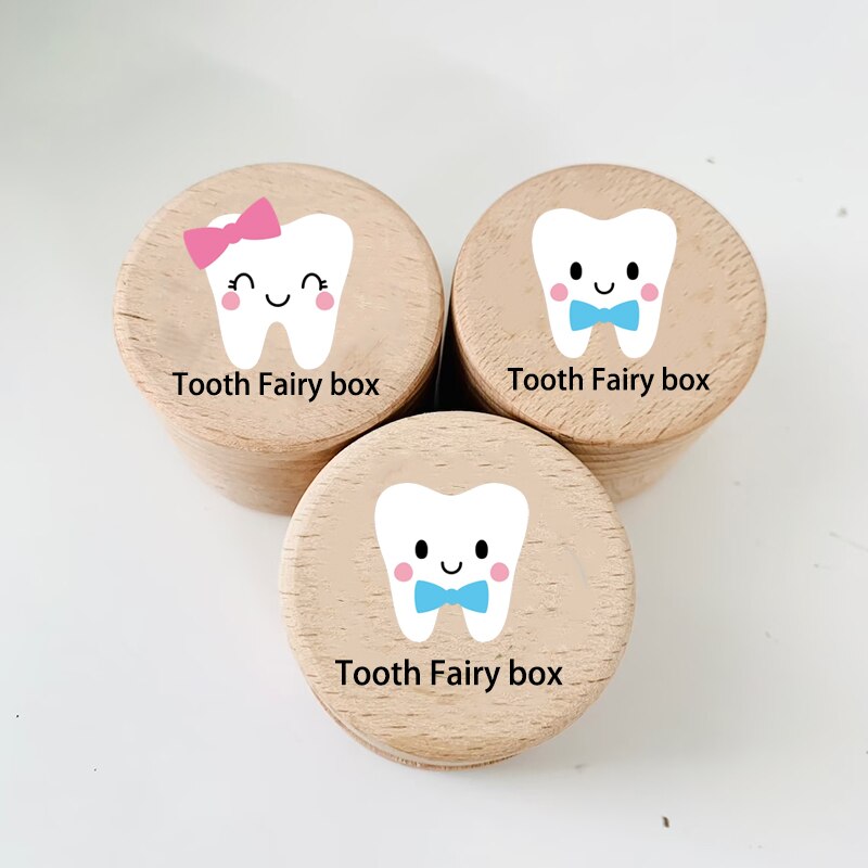 Søt tre tann fe boks barn baby gutt jente 1st første tann minnesmerke tenner arrangør bursdag baby shower tannlege favor
