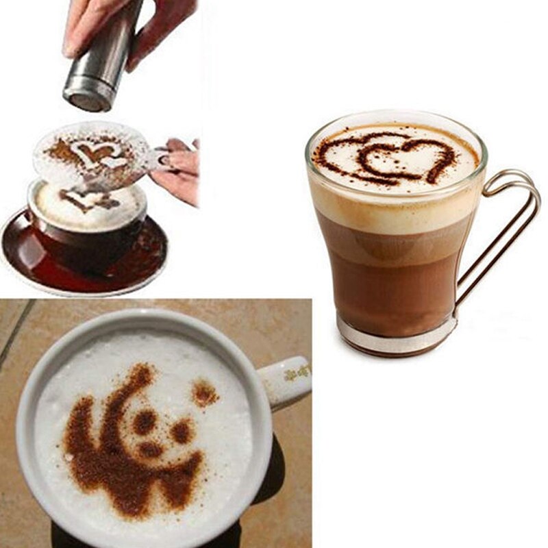 32 stk / sæt kaffe stenciler tegning dør værktøjer fancy kaffe udskrivning model plast spray skabelon skimmel til kaffe