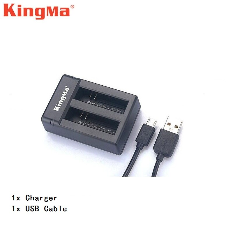 KingMa-batería Original para Xiaomi Mijia 4K, cargador Dual de baterías, estuche de carga, accesorios para Mini cámara de acción: A set