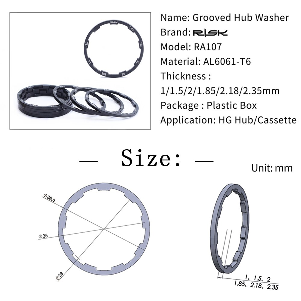 RISK – entretoises de moyeu de vélo de route pour vtt, rondelle de support de fond pour moyeu de Type rainuré, volant d&#39;inertie, adaptateur de Cassette 10S 11 vitesses