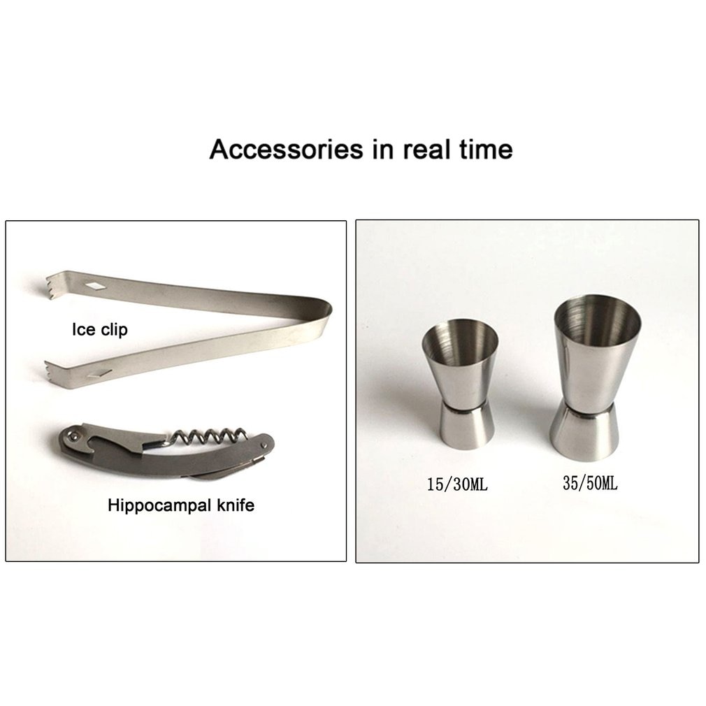 13pcs Stainless Steel Cocktail Shaker Mixer Wine Martini Boston Shaker Set Barware Kit For Bartender Drink Party Bar Tools