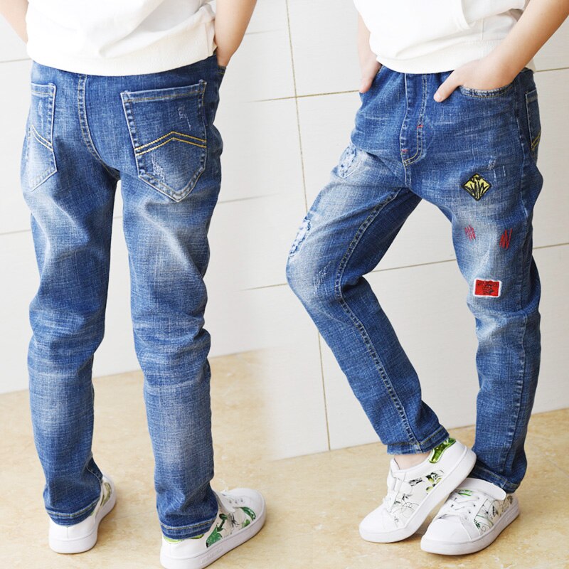 Calças de Brim do menino, meninos de Roupas infantis Calças Jeans Primavera e Outono Crianças Calças 3 4 5 6 7 8 9 10 11 12 13 anos de Idade