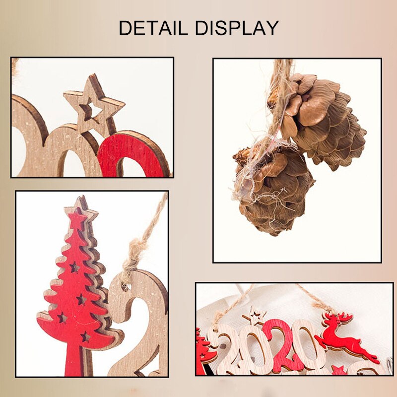 brief hennep touw Kerst houten hanger Jaar Kerst houten Kerst decoratieve ornamenten voor thuis hanger