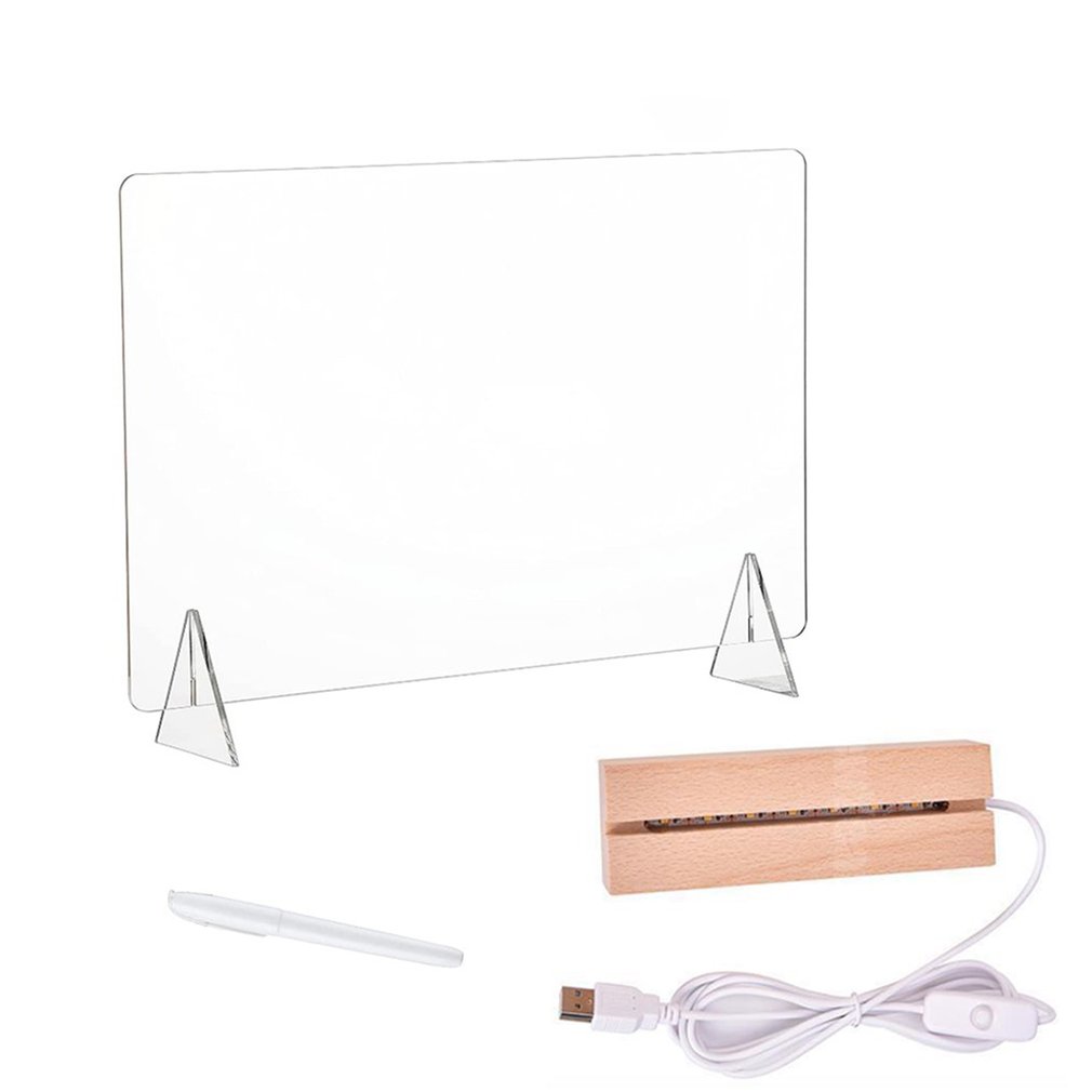 Clear Writing Board Acrylic Message Board With Triangle Base Luminous Base Erasable White Pen Decoration