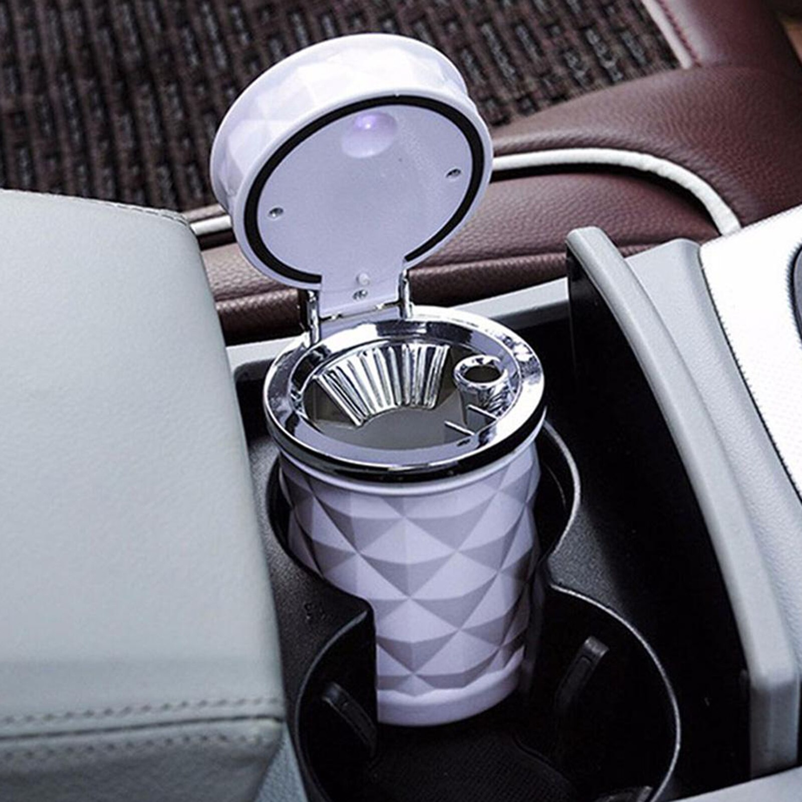 Cenicero portátil para coche, soporte de cilindro con indicador LED, suministros para coche, Universal, accesorios de estilismo para coche, Interior, 1 ud.