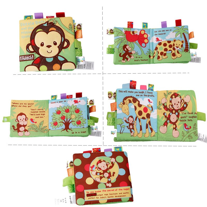 Soft Books Infant Early cognitive Development My Quiet Bookes baby goodnight educational Unfolding Cloth Book Activity Book DS19: monkey