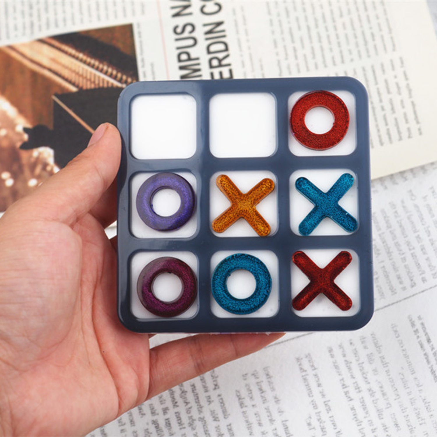 Tic Tac Toe OX gra w szachy lustro silikonowe formy odlewnicze dla majsterkowiczów żywica Uv epoksydowa biżuteria narzędzia Craft Handmade Making mały rozmiar