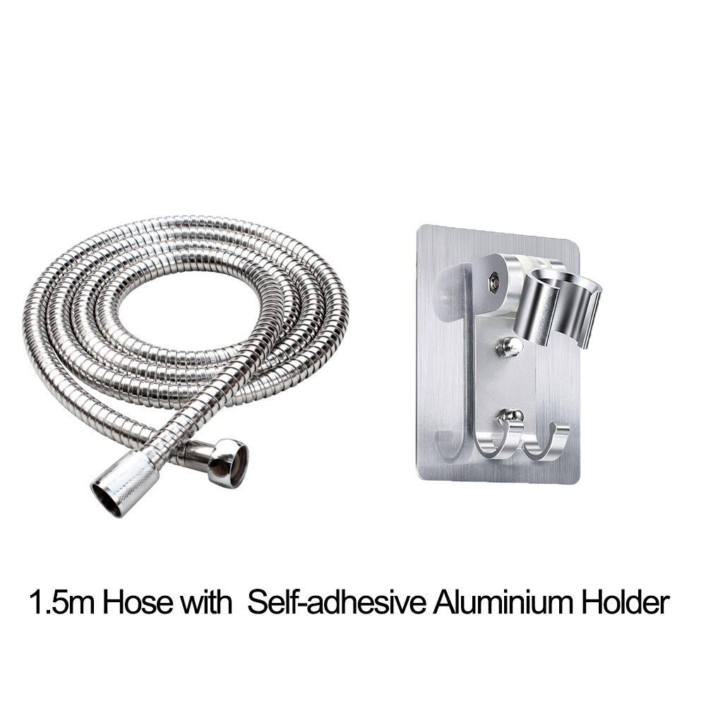 Zhangji Badkamer Douchekop Slang Houder Set 1.5M Chrome Plated 2 Meter Commen Pijp Met Geen Boor Beugel Douche hoofd Accessoire: Pack A