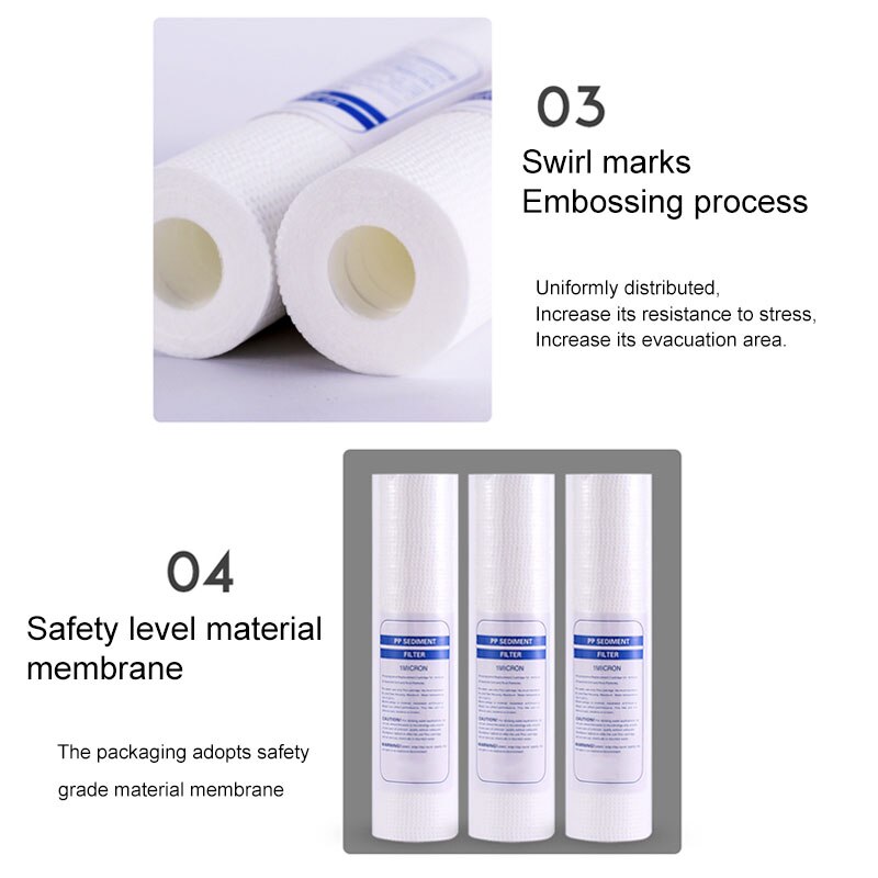 10 Uds. De 10 pulgadas (10 ") agua Pre filtro núcleo PP algodón para 1 micrón/5 micrones