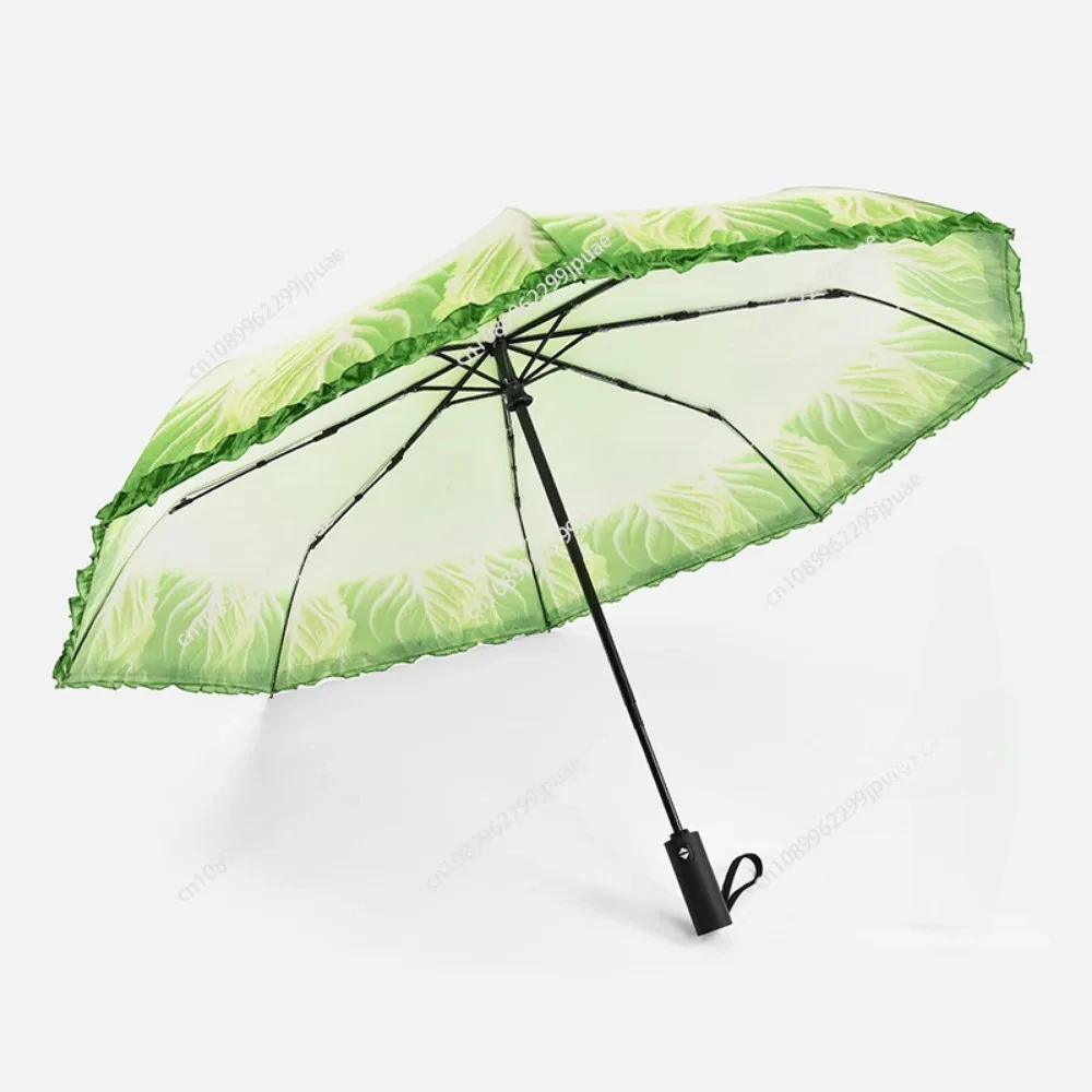 Paraguas de lechuga único resalta los días lluviosos personalidad de la interesante práctico sombrilla diferente paraguas de avión de plátano: green