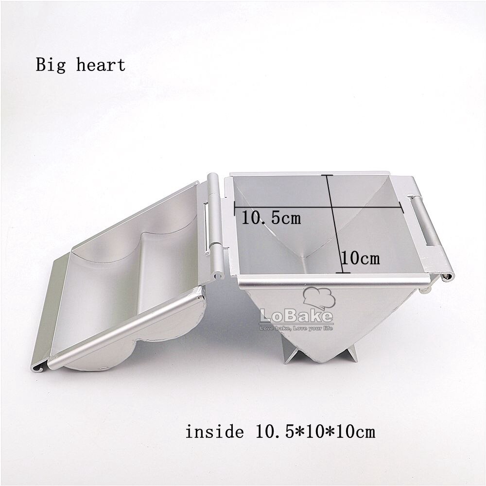 Big heart 10cm long cylinder open-closing thick anodizing aluminium alloy toast mold bread box cake mould loaf bakeware tools