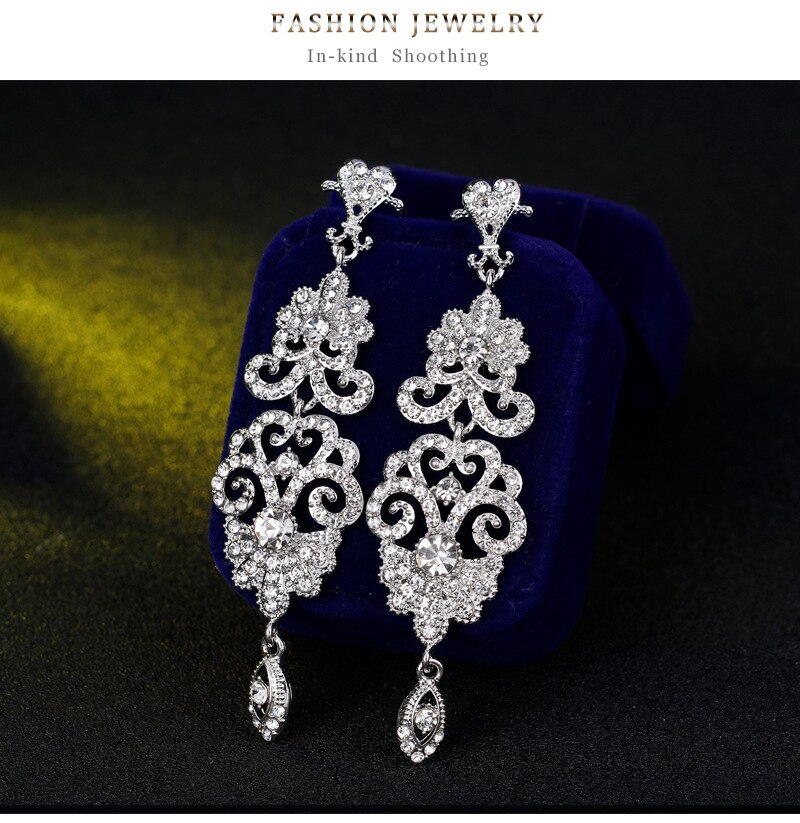 Crystal Zirkoon Wedding Oorbellen Voor Vrouwen Koreaanse Mode Strass Bridal Lange Dangle Oorbellen Sieraden BA050