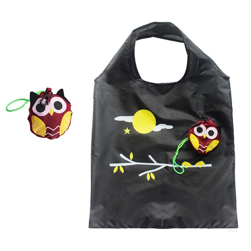 Foldable Animal Owl Shape Folding Shopping Bag Eco Friendly Ladies Reusable Tote Bag Portable Travel Shoulder Bag