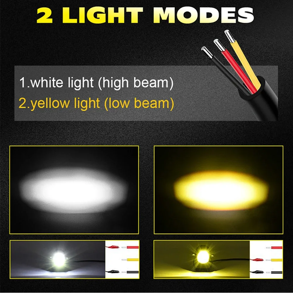 Faro LED para motocicleta, bombillas de trabajo para Moto, focos para coche, lente de proyector, punto de doble Color, accesorios de luz antiniebla auxiliar