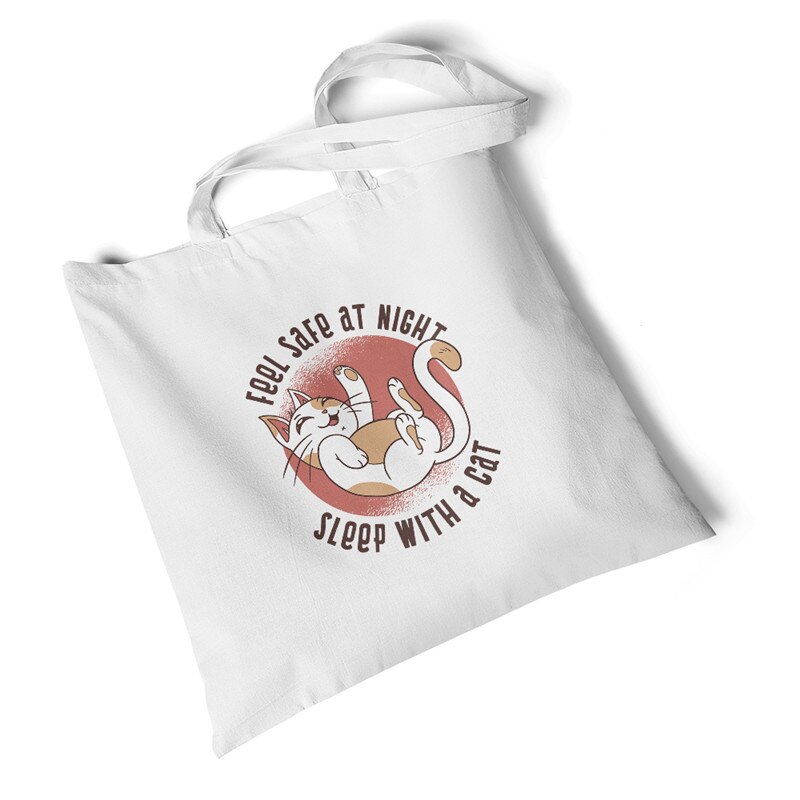 Milieuvriendelijke boodschappentassen dames dierenprint canvas tas strand grote casual handtassen originele studenten schoudertassen: Kattencitaat