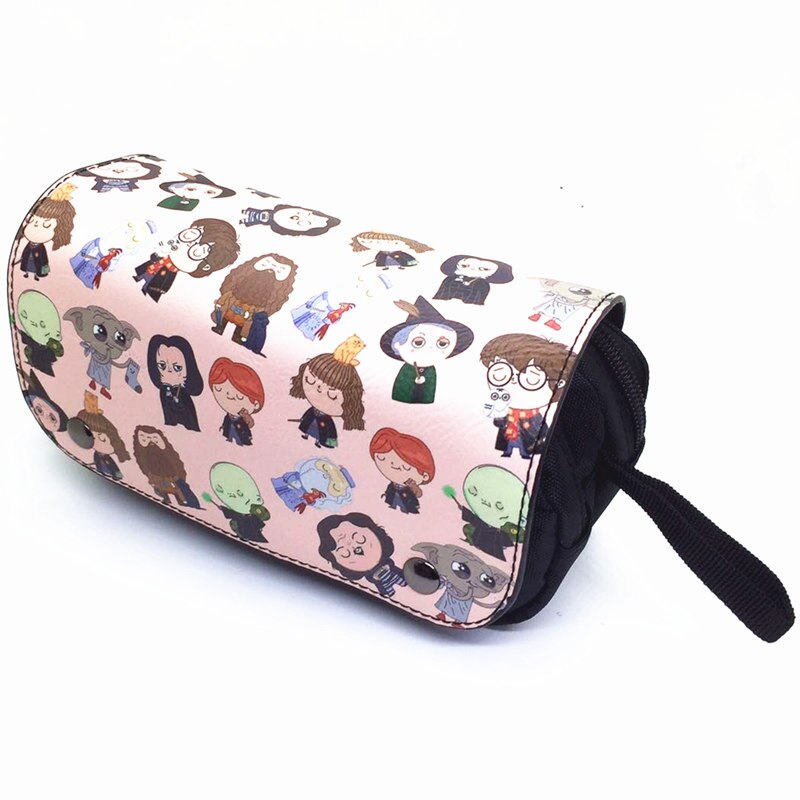 Cartoon double pencil case zipper buckle student pencil stationery box coin purse