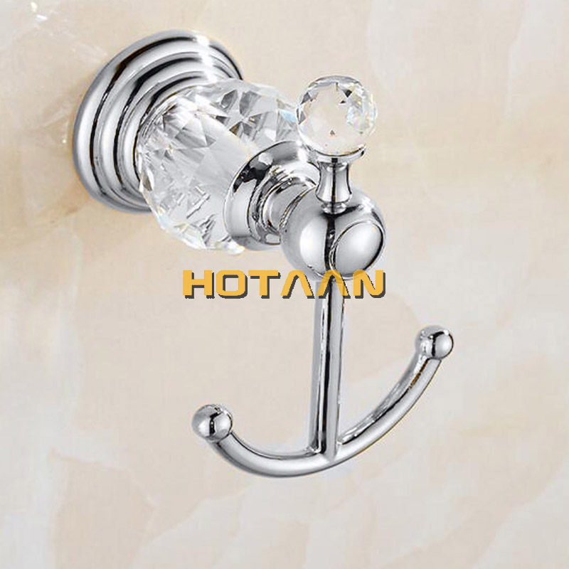 Gancho dorado para colgar en el baño, de lujo, de cristal y zinc, de estilo europeo, gancho dorado para toallas, decoración del hogar, 12802C