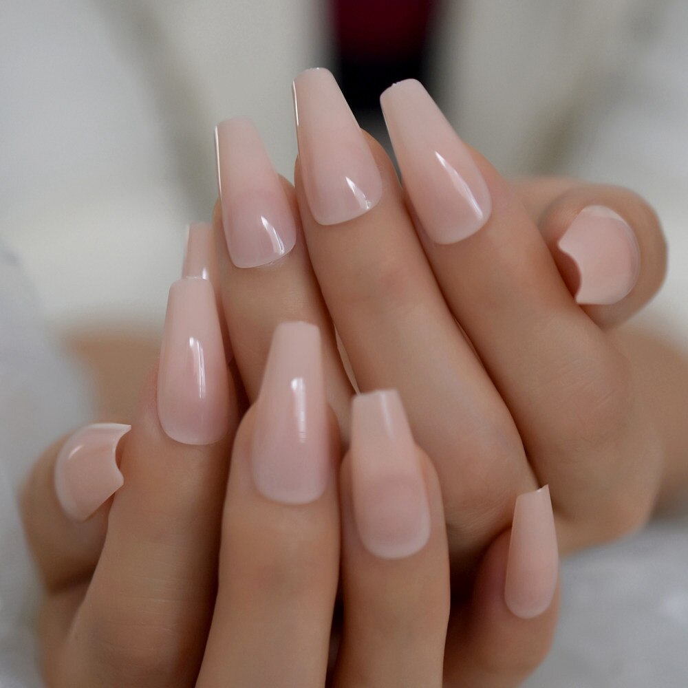 Faux-ongles en forme de cercueil de taille moyenne, couleur lait, jolis ongles, presse sur faux ongles, fournitures pour professionnels, 24 pièces/ensemble: L5580