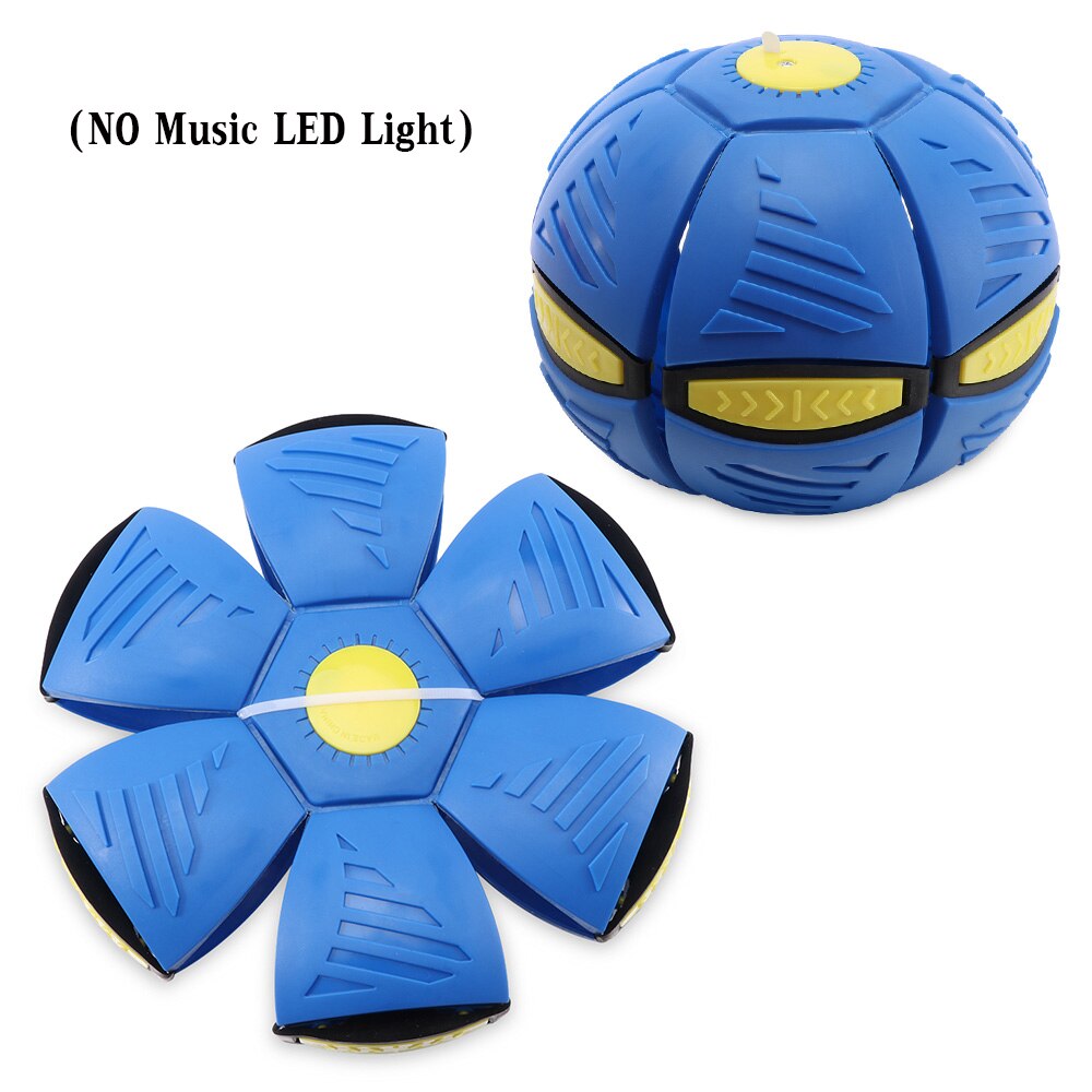 Outdoor Flying UFO Flat Throw Disc Ball With LED Light MusicToy Kid Garden Basketball Game Magic UFO Deformed Flat Ball 23cm: Blue no led