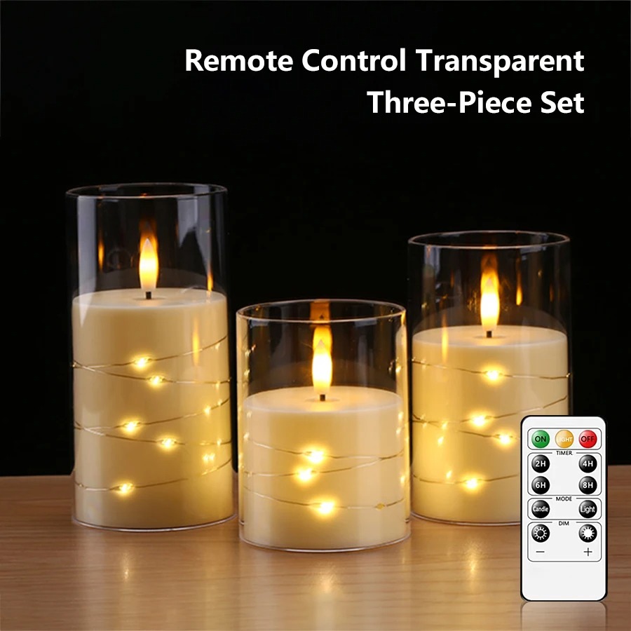 Velas LED decorativas con cadena LED, Control remoto con batería, vela LED para , boda, Navidad, decoración de Halloween: Blanco frío