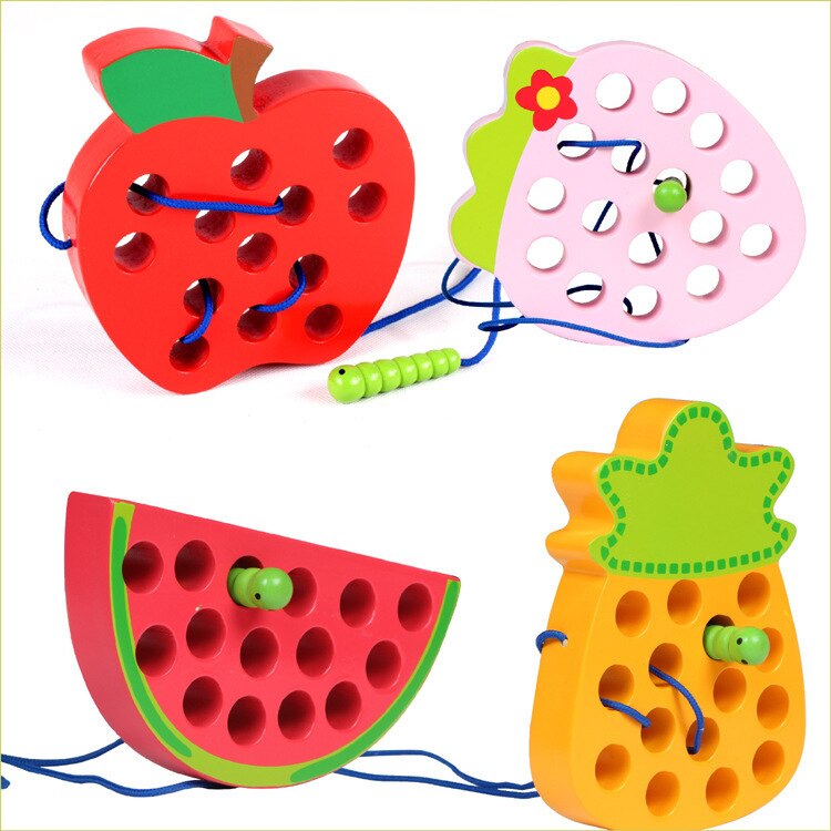Træ orm spiser æblefrugt perler snor fin bevægelse træning baby tidlig uddannelse puslespil hjerne familie spil legetøj