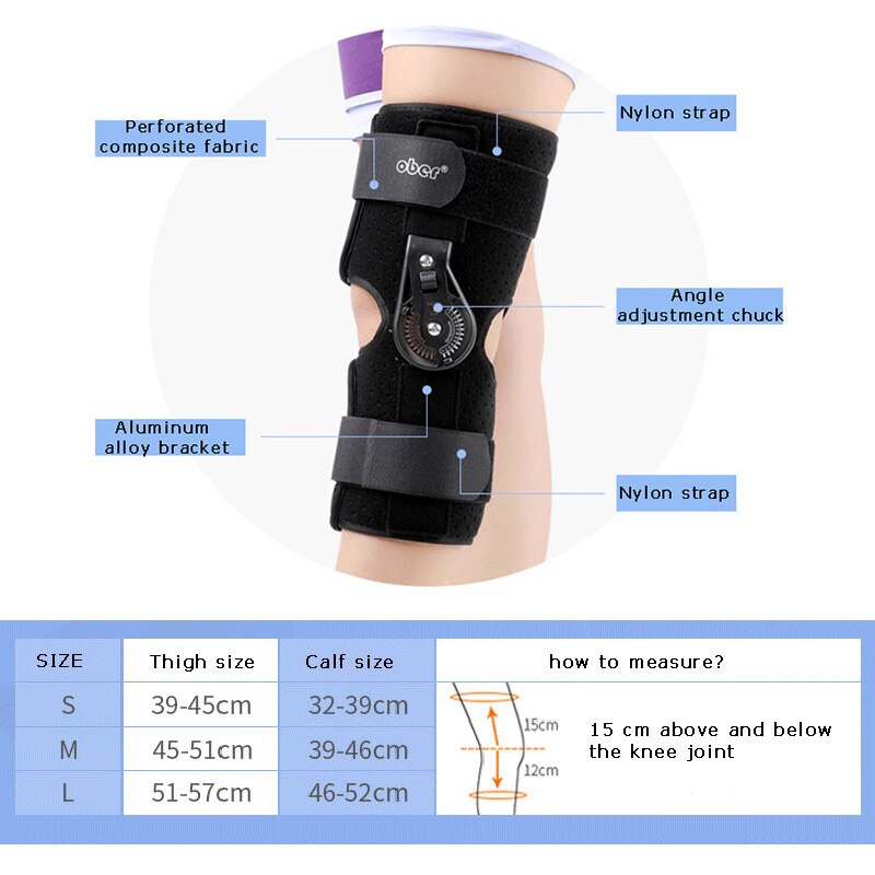 Verstelbare Kniebrace Fixatie Beugel Fractuurfixatie Revalidatie Knie Orthese Ondersteuning Artrose Knie Pijn Pads