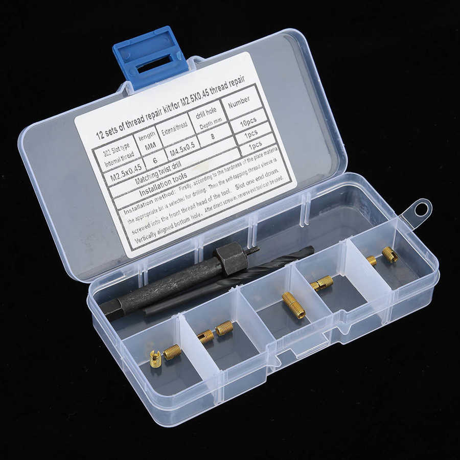 12pcs/Set M2 5*0 45 Thread Repair Tool Self Tapping Thread Insert Drill Bit Tool