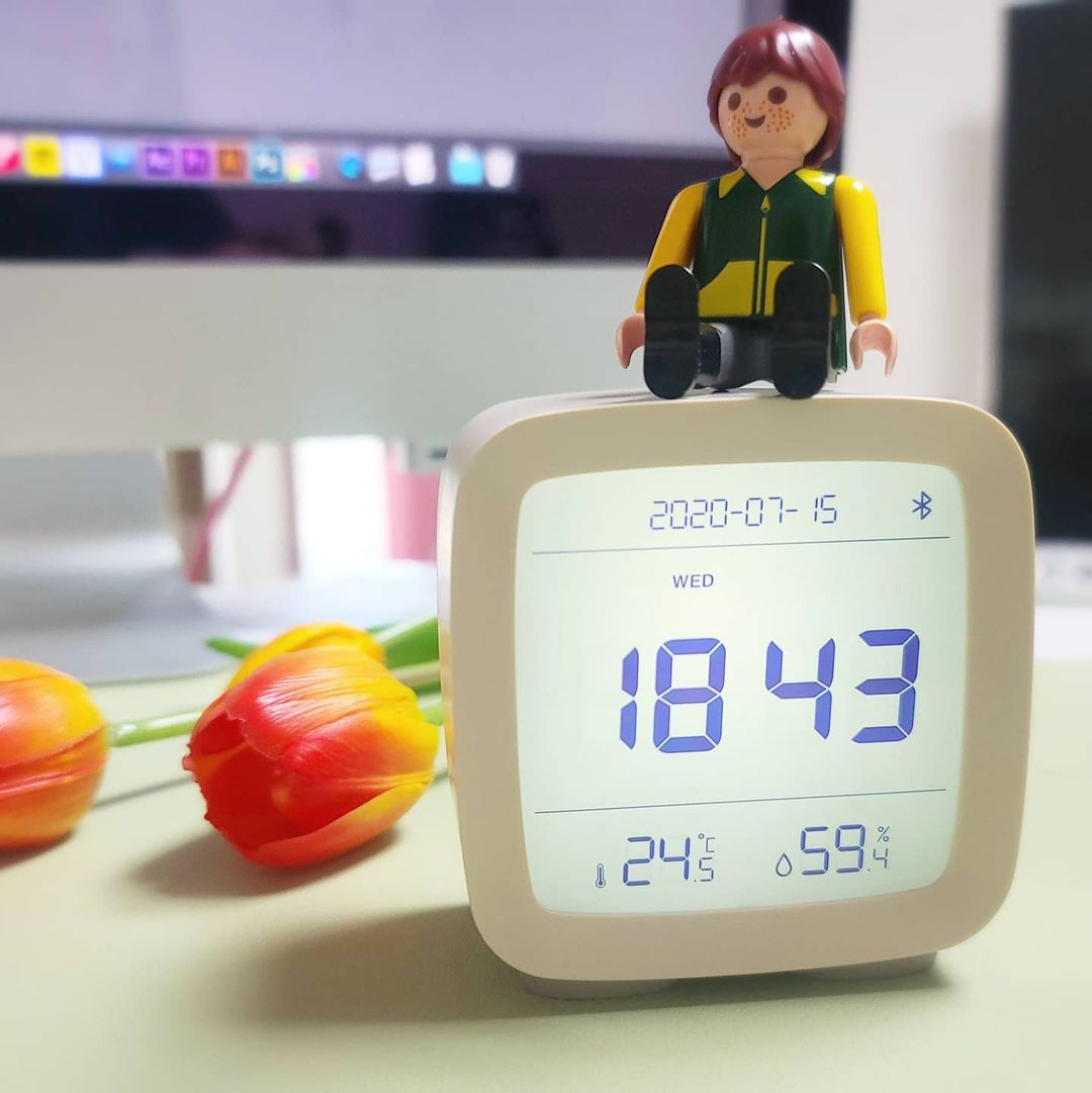 XIAOMI-reloj despertador con Control por aplicación, higrómetro termómetro con Bluetooth 5,0, pantalla LCD, luz nocturna ajustable, calendario, MI Home, Original