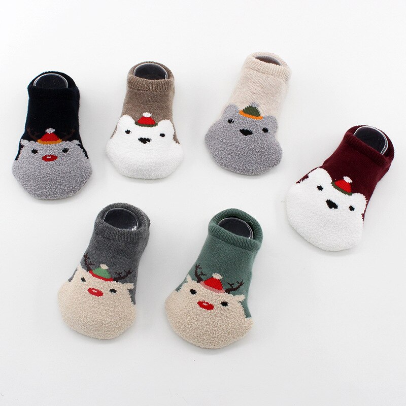 Autumn and Winter Thickening Kids Socks Cartoon Socks Baby Girls Socks Toddler Floor Socks Christmas Non-slip Baby Boys Socks