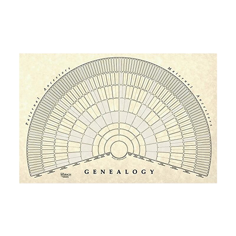 Family Tree Chart To Fill In 5/6/7 Generation Genealogy Poster Blank Fillable Ancestry Chart I88