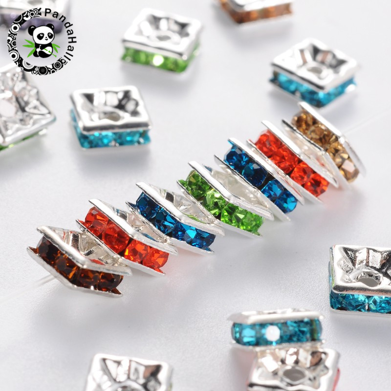 10pcs 100pcs Nikkel Gratis Grade EEN Vierkante Messing Rhinestone Spacer Kralen voor Sieraden Maken Maat: 6x6x3mm Gat: 1mm: Mixed Color / 10pcs