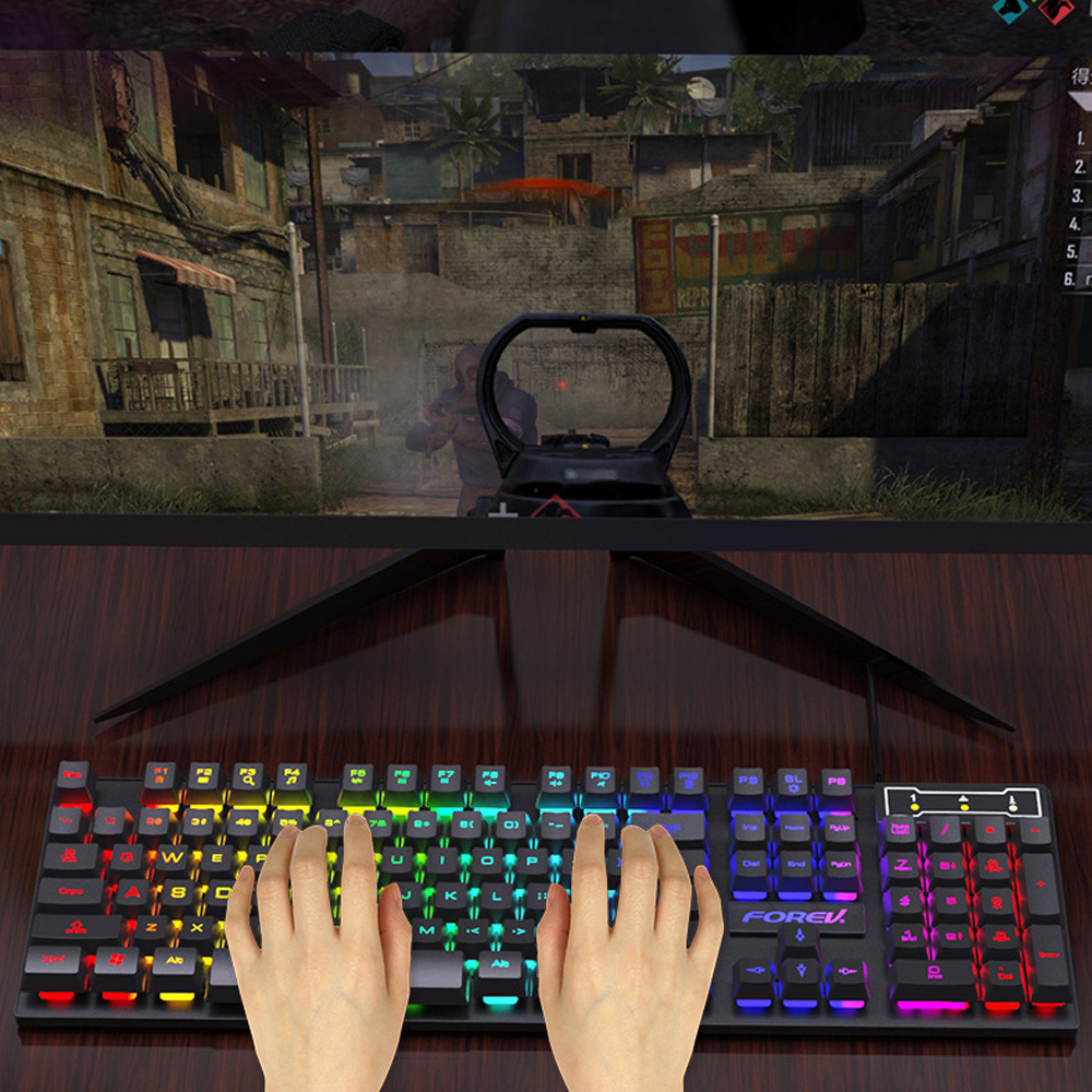 Mechanical Keyboard Wired Gaming Keyboard 104 Keys RGB Backlit LED Receiver for Laptop Desktop Ergonomics Keycap PC Accessories