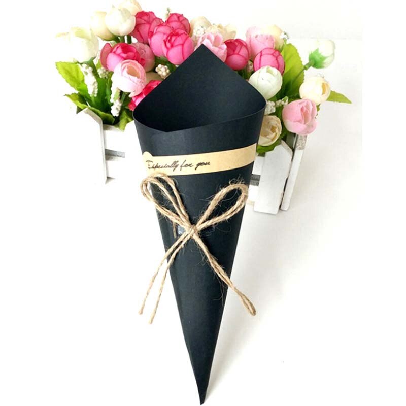 50 sztuk DIY retro kreatywne składane pudełko na prezenty z papieru pakowego stożek bukiet robić pakowania w kwiaty wesele świąteczne rzemiosło dekoracyjne