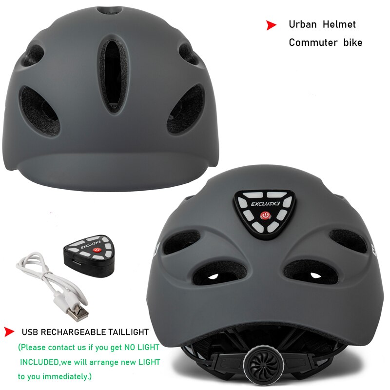Exclusky Adults Urban LED Light Bike Helmets For Cyling Bicycle Roller Skating Size M And L