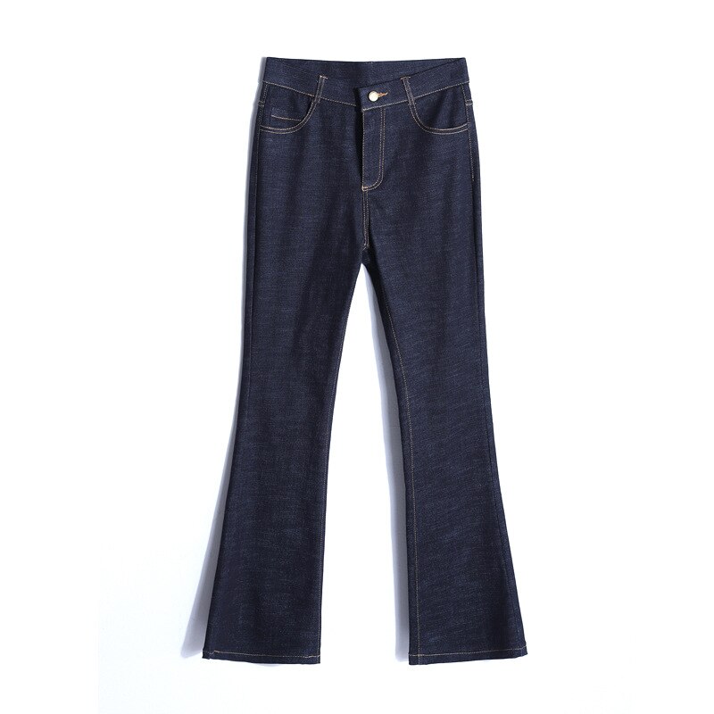 Plus Größe Frauen Stiefel-schneiden Hohe strecken Denim Ausgestelltes Jeans Für Frühling Herbst Einfarbig Dünne Engen aufflackern Jeans Übergröße