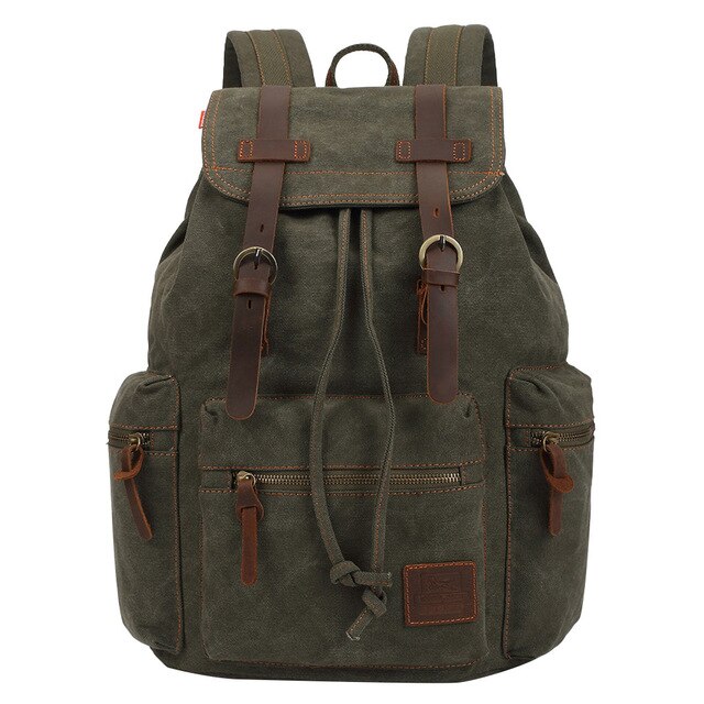 Zaini di tela Vintage ▾ borse da uomo e da donna studenti di viaggio casuale per escursionismo zaino da campeggio da viaggio Mochila Masculina: esercito verde