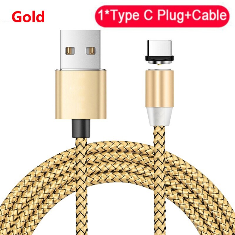 Qc 3.0 carregador de carro duplo usb cabo magnético tipo c cabo de carregamento para huawei p40 p30 p20 lite pro samsung s8 s9 s10 s11 plus lite: Gold Type-c Cable