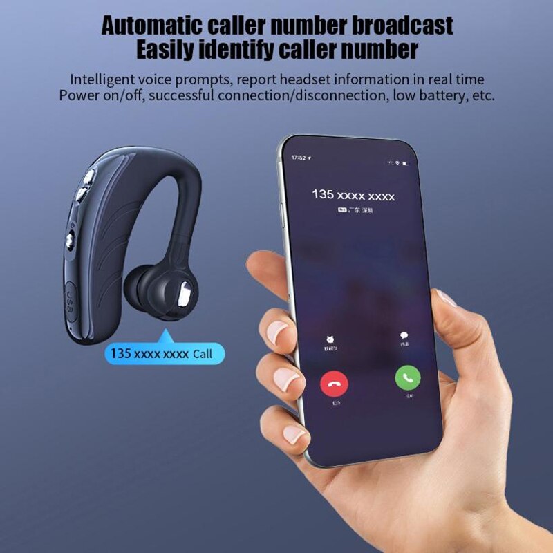 VAORLO-auriculares inalámbricos V10 V9 V8 con Bluetooth, cascos deportivos con gancho para la oreja, modo de reposo largo, con micrófono, manos libres, llamada de conducción en coche