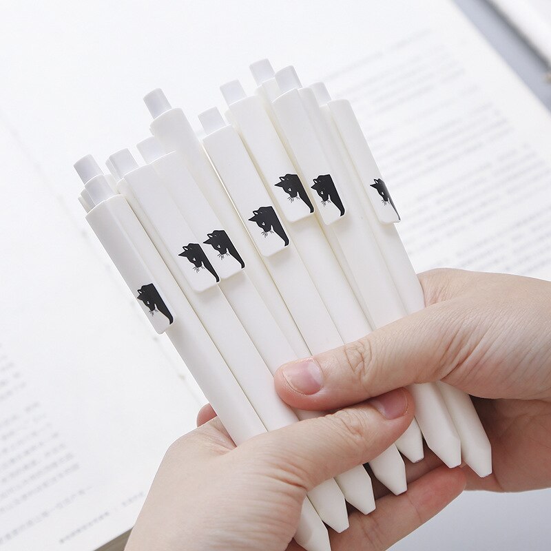 Tryk neutral pen sød kat studerende pen 0.5mm sort pen, kontorartikler