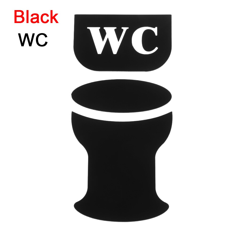 salle de bain décoration hôtel bureau anglais lettre Plaque porte signe Closestool forme WC/toilette miroir autocollants: black   WC