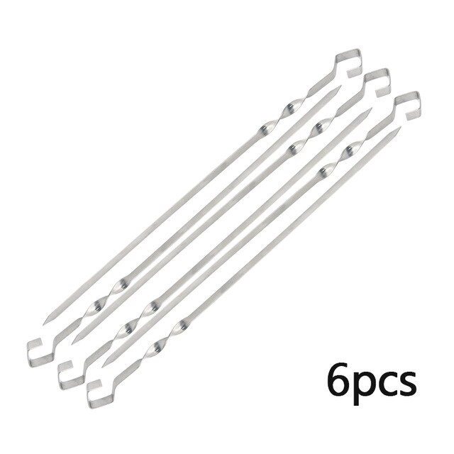 Stainless steel Charcoal Grill Barbecue Grill Rack set 6pcs BBQ Skewers Portable Outdoor Picnic Camping Grill Rack GSJZ2002: 6PCS