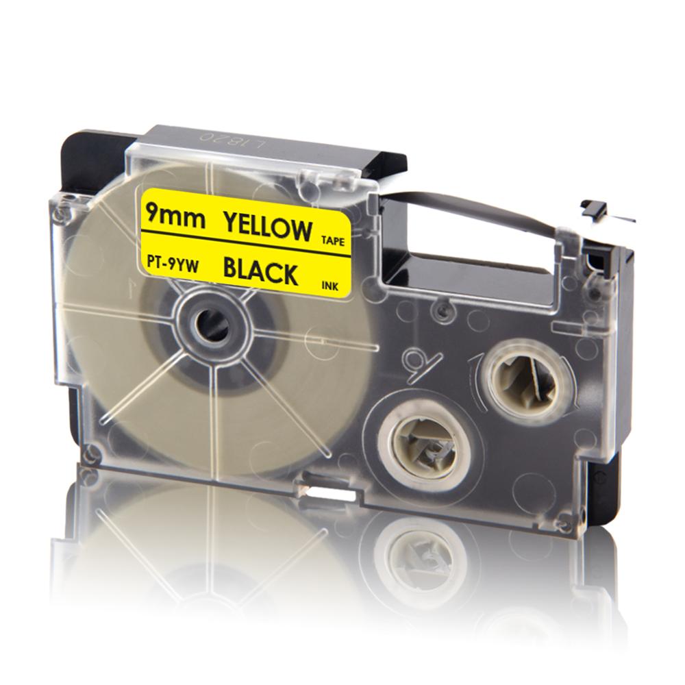 UniPlus XR-9WE Label Tapes Compatible Casio 9mm XR 9WE Black on White for KingJim Label Printer KL-M5 KL-M6 KL-M7 KL-M20 KL-M30: Black on Yellow