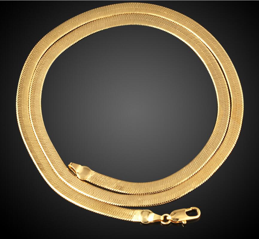 7mm 10mm hombres hiphop Acero inoxidable Color oro cadena plana serpiente mujeres joyería collar