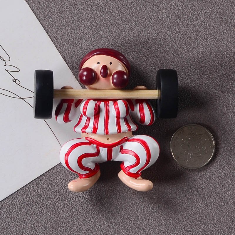 Cartoon Koelkast Magneet Leuke Europese Stijl Grappige Gewichtheffen Gewichtsverlies 3D Resin Magneten Decoratie Koelkast: Pink weightlifting