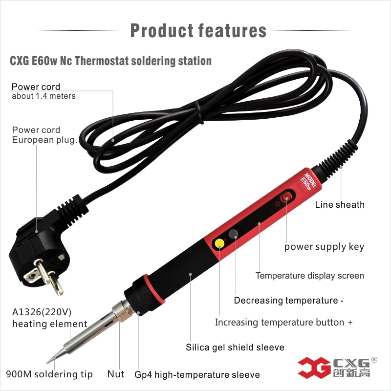 CXG 60W 90W 110W LED Digital Adjustable Electric Soldering Iron Constant temperature Soldering Station E90WT E110WT E60WT