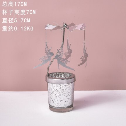 Spinning Rotating Metal Carousel Tea Light Candle Holder Lamp Christmas Candle Holder Decoration Decoration Candle: Purple